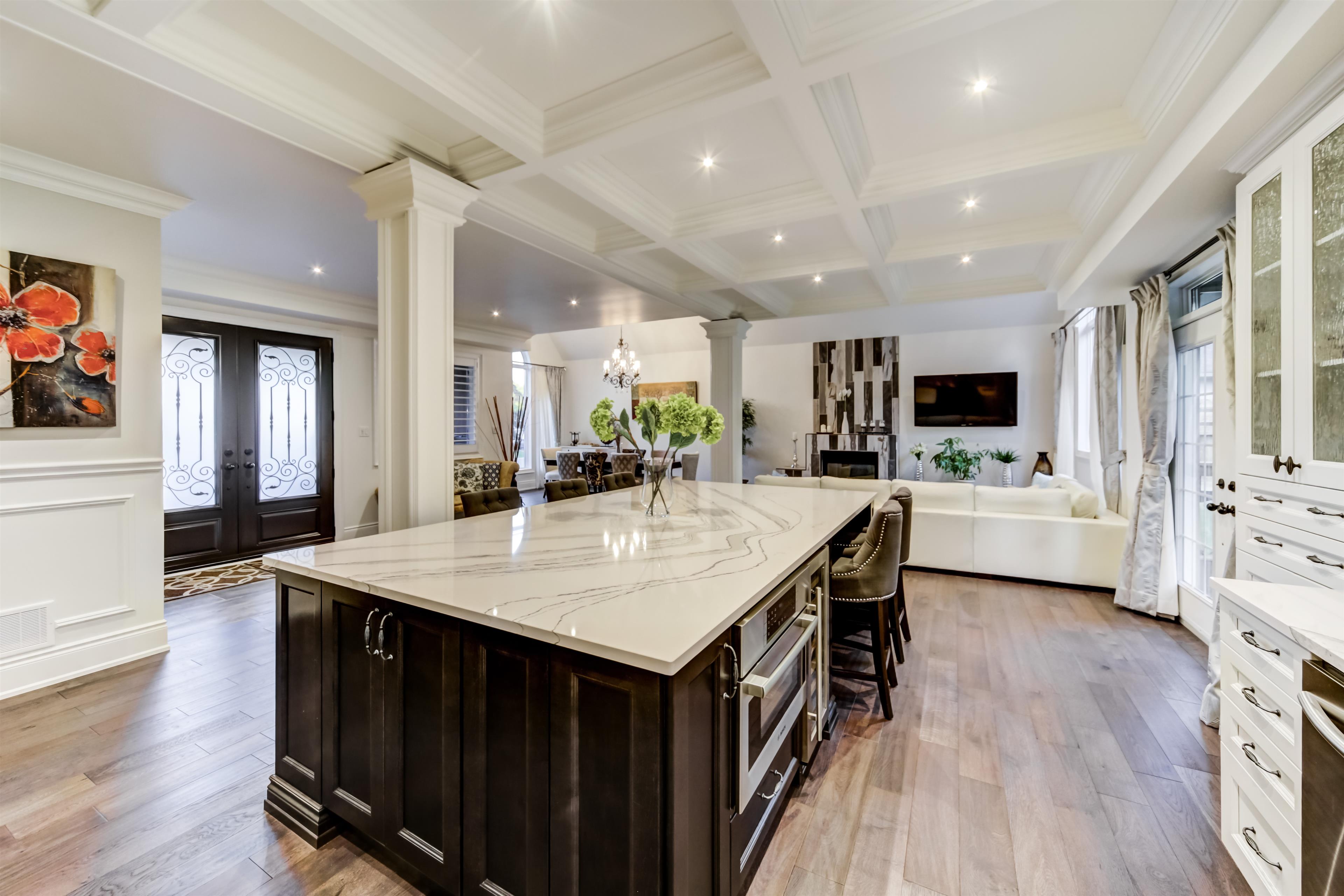 Kitchen with Waffle Ceiling